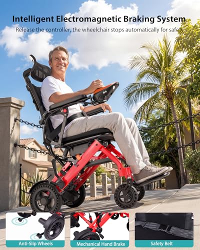Image of 37 lb Lightweight Electric Wheelchair, Electric Wheelchairs for Adults Foldable with Headrest, 15 Miles Range Motorized Wheelchair for Seniors, All Terrain Portable Power Wheelchair, 330 lb Capacity