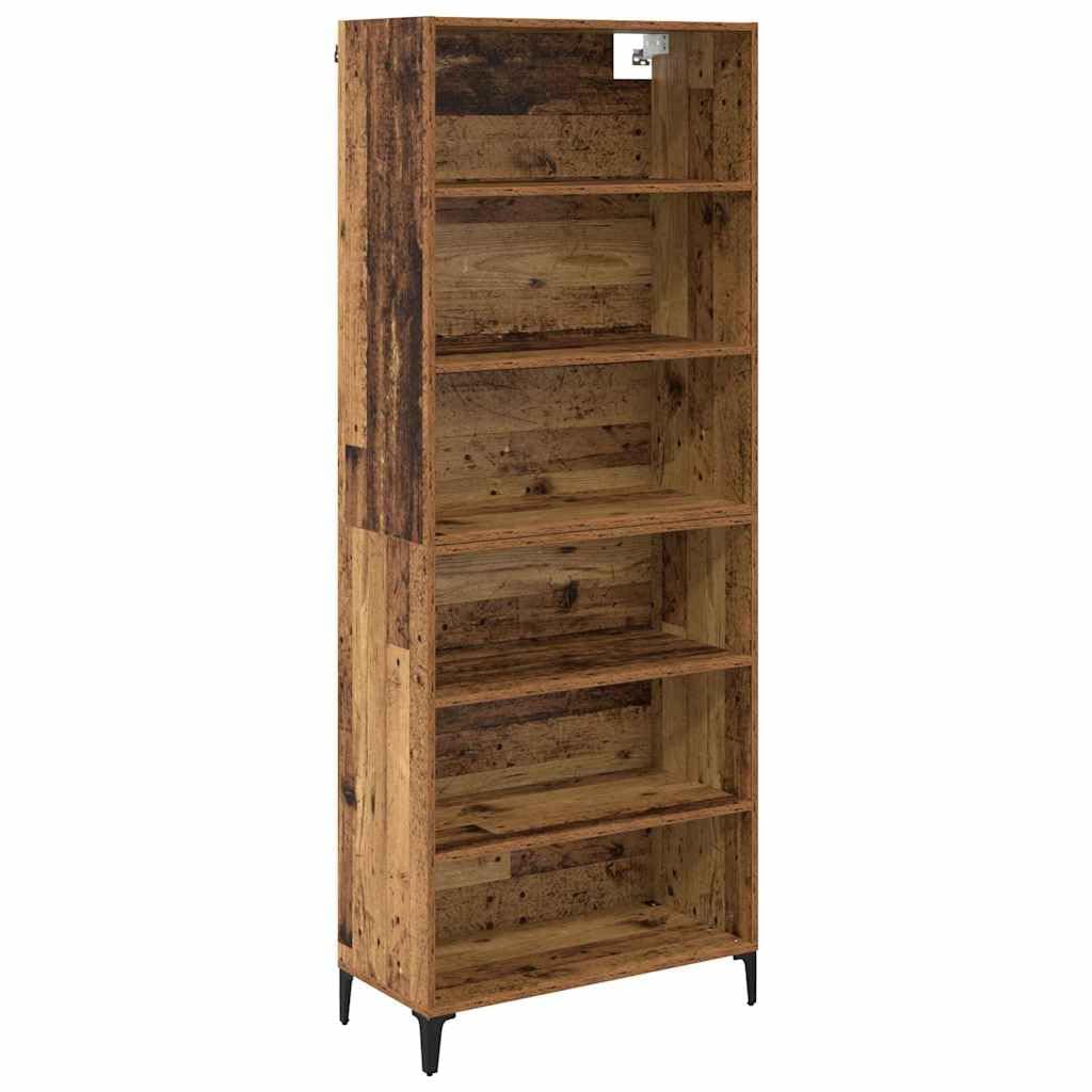 vidaXL Highboard Old Wood 69.5 x 34 x 180 cm Engineered Wood, Living Room Sideboard, Rectangular Storage Unit, Modern Furniture, Engineered Wood Cabinet, Space Saving, Multi-Functional