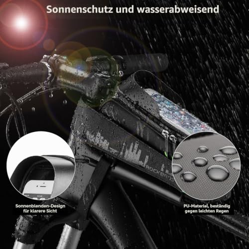 ROCKBROS Fahrrad Rahmentasche Fahrradtasche Wasserdicht Handytasche Touchscreen für Handys bis zu...