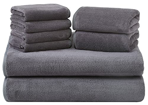 Aibaser Oversize Bath Towel Set, 60 X 30 In, 8 Piece Towel Set For Bathroom, Super Absorbent, Quick Dry Microfiber Bath Towels (Grey) #TOP5