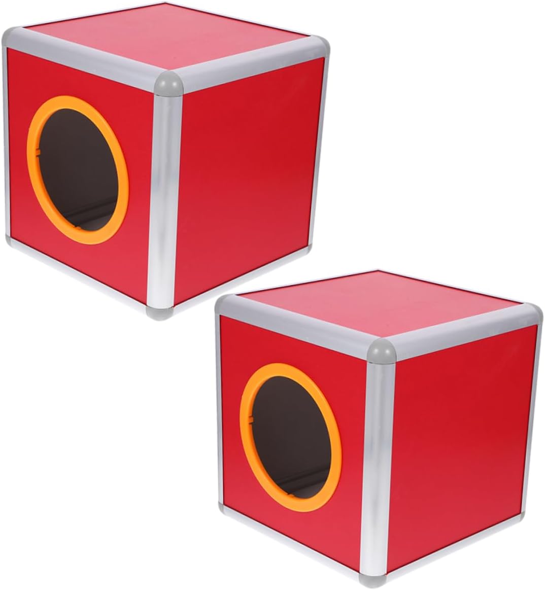 2pcs Red Aluminum Donation Box Opaque Square Raffle Game Container for Fundraising Voting Annual Meetings Stylish Secure Card Storage