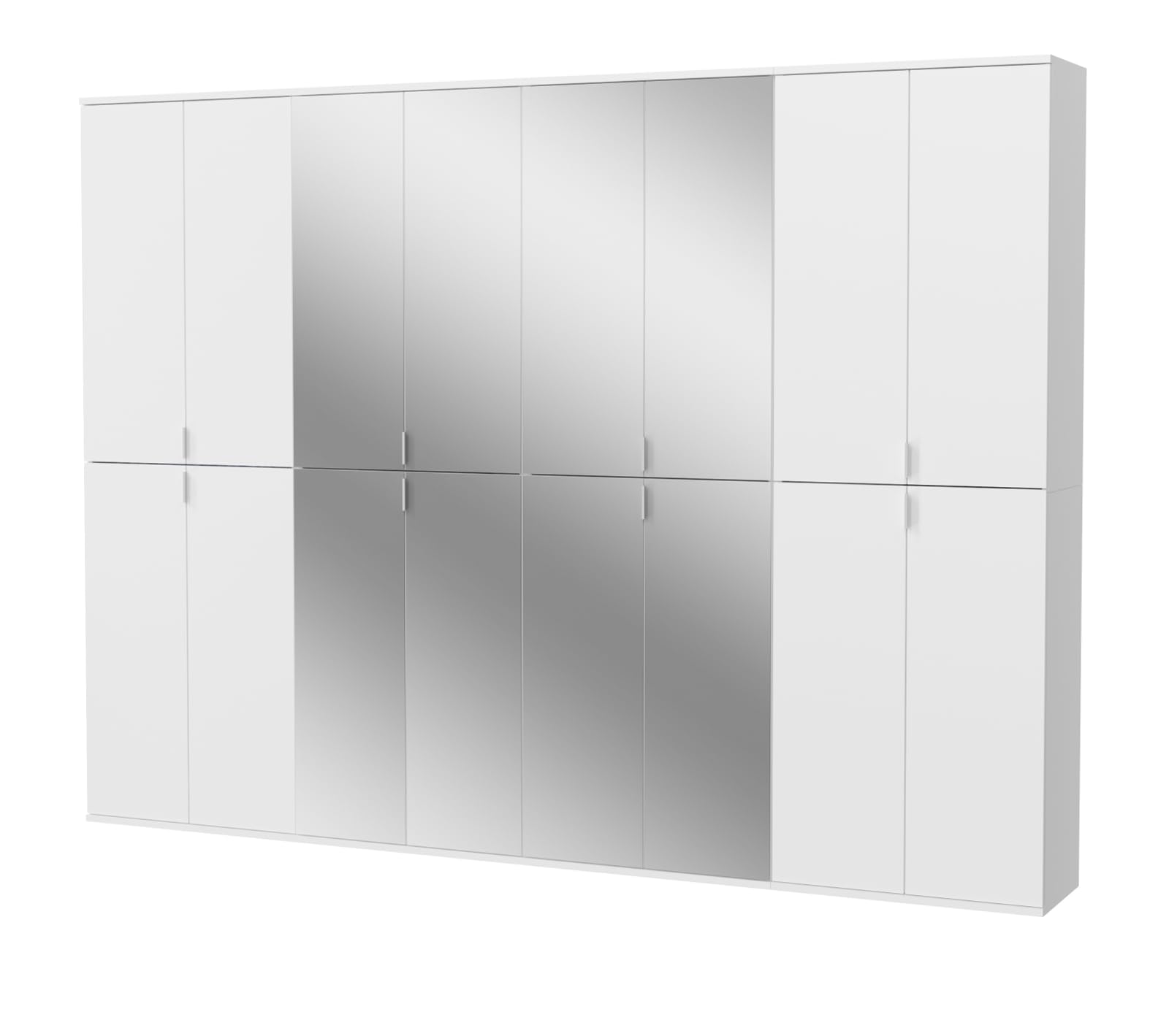 Kleiderschrank mit Spiegel weiß Hochglanz Mehrzweckschrank mit Spiegeltür 244 x 193 cm SystemX