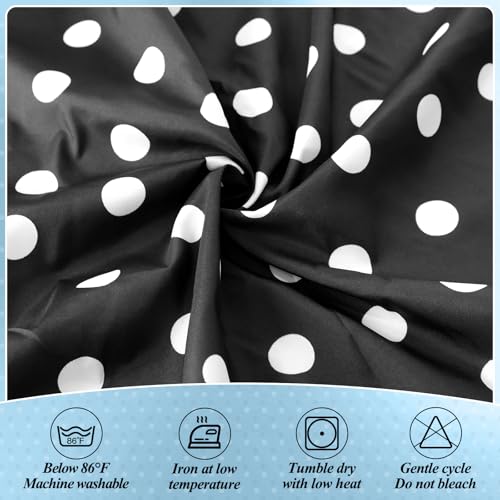Image of 9FT Black Base White Polka Dot Table Skirt Set with 18PCS Pastel Paper Circles Teacher Desk Skirt for Classroom Decor Back to School Party Supplies Rectangle Cabinet Curtain for Office Dorm