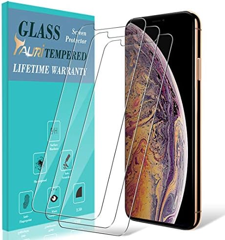 TAURI [3-Pack] Screen Protector for iPhone Xs Max（6.5''）, Easy Install [Bubble Free] Tempered Glass Screen Protector, Lifetime Replacement Warranty