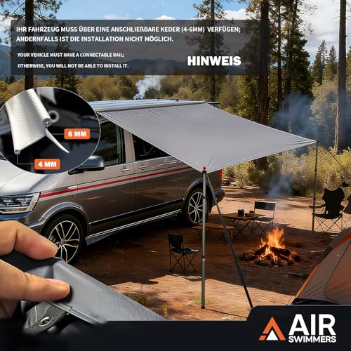 Sonnensegel Wohnwagen, Markise Auto, T5 Camping, vorzelt Auto, Markisen Auto, Sonnensegel Mit Keder (4-6mm), T4, T6, Waterproof, Awnings, Anti-UV, Have Zeltstangen, Sturmband FÜR Vorzelt