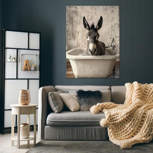 WallArena - Leinwand Bilder - Esel - 40x60 cm Leinwandbilder - Bild auf leinwand - Wandbild XXL groß Wandbilder für Wohnzimmer Schlafzimmer Wohnzimmerbilder Modern kunstdruck - Badezimmer Tiere