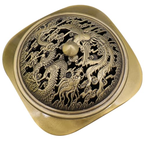 LIFKICH Brûleur de Parfum en Cuivre Imitation Bronze Dragon à Neuf Têtes, Décoration Multifonction pour Salon ou Bureau, Porte Parfum à Serpentin Élégant