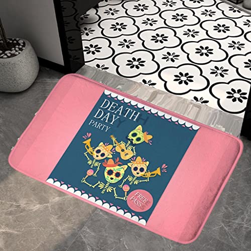 Image of Halloween Printed Doormat Decor Front Door Carpet Area Rug Pink Skull Head