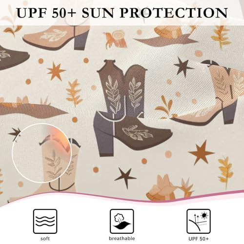 CaTaKu Girls One Piece Swimsuit Cowgirl Boots Brown Toddler Bathing Suit Long Sleeve UPF 50+ Rash Guard Swimwear 3-12Y4