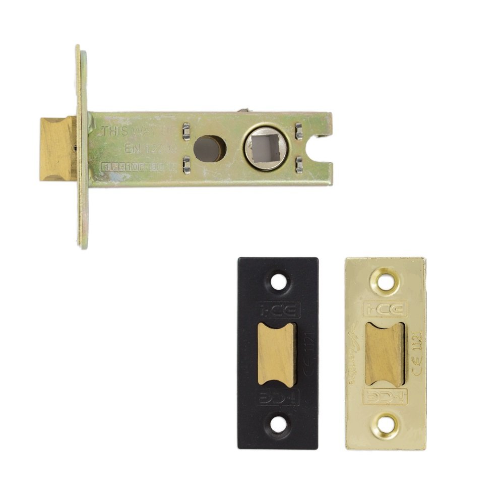 Electro Brass/Black Architectural Tubular Latch CE Fire Rated 75mm