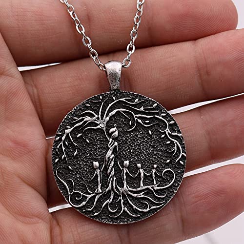 Tree Of Life Necklace Mom Several Boys Girls Family Disc Hanging Pendant Gift For Women Father Wife Daughter Son Mother's Day Silver Mother 4 Kids #TOP2