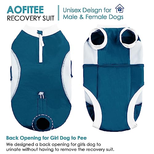 Image of AOFITEE Dog Surgery Recovery Suit, Dog Onesie for Surgery, Soft Cotton Dog Recovery Suit with Zipper & Pee Hole, Substitute E-Collar & Cone, Surgery Recovery Shirt for Female Dogs Cats Spayed