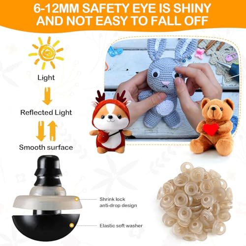 Image of 270 PCS Safety Eyes and Noses for Amigurumi, Stuffed Crochet Eyes with Washers, Craft Doll Eyes and Nose for Teddy Bear Crochet Toy Stuffed Doll and Plush Animal Gifts (270 PCS Safety Eyes)