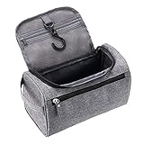 Sumnacon - Bolsa de aseo cuadrado para hombre, cubo con gancho colgado, organizador para gimnasia, negocios y vacaciones, tamaño: 25 x 13 x 14 cm (gris) Blanco gris