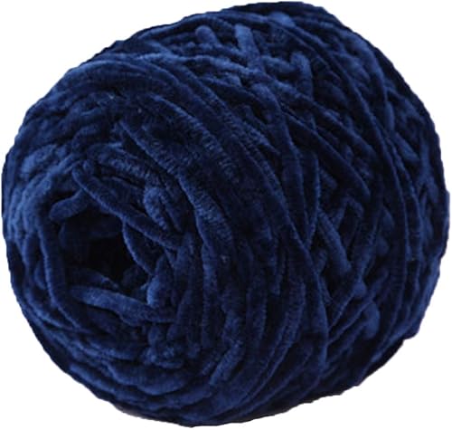 Hilo de punto grueso azul marino, hilo de terciopelo de felpilla, 100% hilo de chenilla gruesa, tejido de brazo, tejido a mano, tejido voluminoso