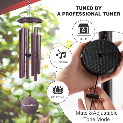 Image of Personalized 30 /36 /45 inch Deep Tone Wind Chimes Gift for Military, Memorial Retirement Souvenir Wind Chime for Soldier Sailor Airman,Personalized Gift for Army Navy