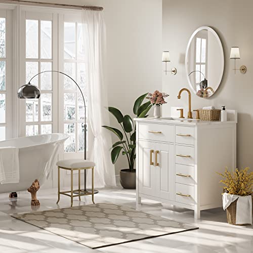 Amerlife 36" Bathroom Vanity With Sink Combo, Modern Undermount Small Single Bathroom Cabinet Set, Includes Countertop & Backsplash Ceramic Sink Soft Closing Doors & Drawers, Bathroom Dresser White #TOP5
