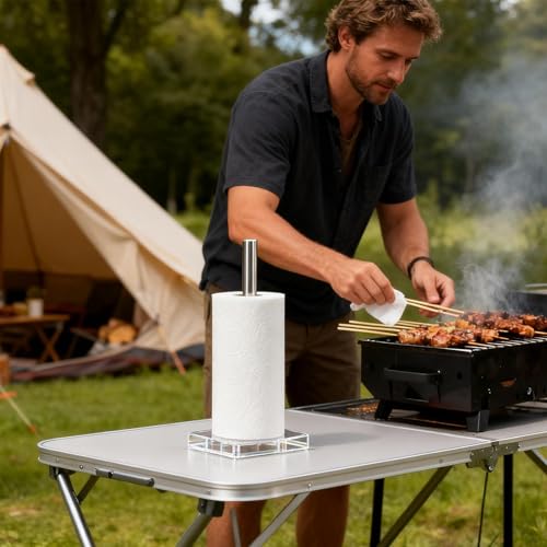 Dispensador de pañuelos en acrílico transparente con base estable para armarios de cocina 4