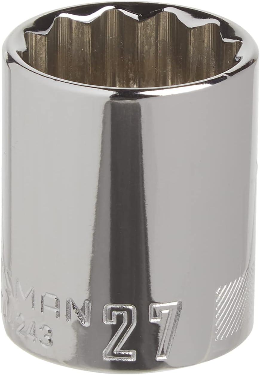 Shallow Socket, Metric, 1/2-Inch Drive, 27mm, 12-Point (CMMT44243)