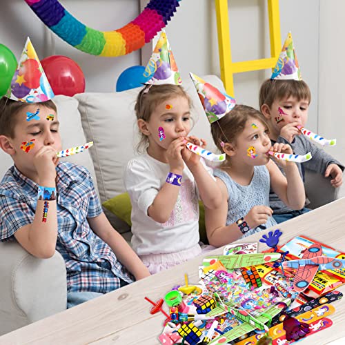 Herefun Kindergeburtstag Mitgebsel Set 60 Teile, Kindergeburtstag Gastgeschenke Styroporflieger Klatschhand Mini Zauberwürfel Kreiselspielzeug Schnapparmbänder Partei Geschenk für Mädchen Jungen