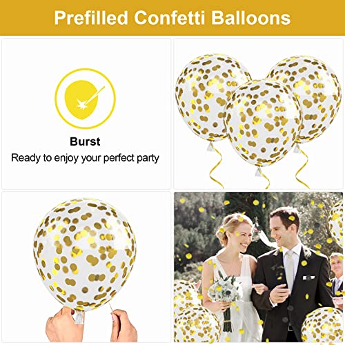Image of Pink Gold Balloons, 60PCS Pink White Gold Birthday Balloons, 12 Inch Metallic Gold Confetti Balloons Macaron Pink Latex Balloons for Helium Party Balloons for Birthday Wedding Baby Shower Decoration