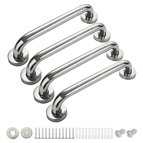 GOYADA Lot de 4 Barre d'appui de Douche, Barres d'appui de Salle de Bain 30 CM, Poignée Baignoire de Sécurité en Acier Inoxydable SUS 304, Poignée de Baignoire Murale pour Salle de Bain, Douche, WC