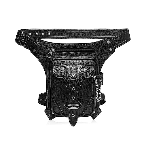Sac de jambe moto homme sacoche de taille en cuir noir outdoor