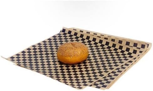 A1 Bakery Supplies Deli Paper Liners - 100 Sheets, Black and Brown Checkered, Gift Wrap for Birthday Occasion