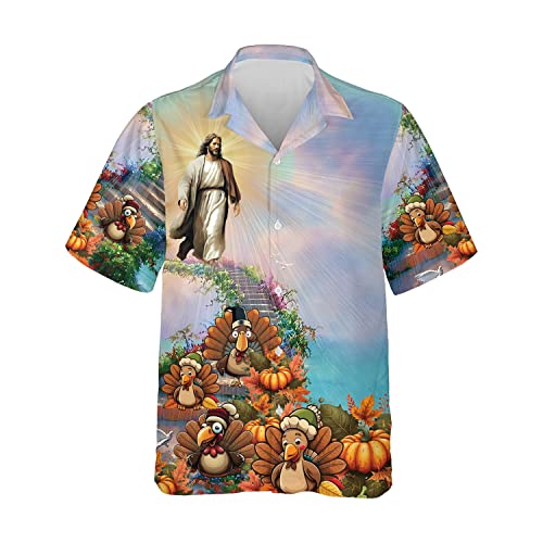 Christian Jesus Men's Hawaiian Shirts Short Sleeve God Lovers Button Down Hawaiian Shirt Set 80