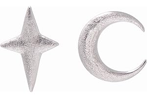 Joseph Brothers Sterling Silver Mismatched Star and Moon Stud Earrings for Women