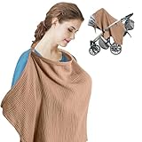 Nursing Cover, Large Breastfeeding Cover, Breathable Muslin Nursing Cover, Soft Fabric Nursing Cover Breastfeeding (Braun)