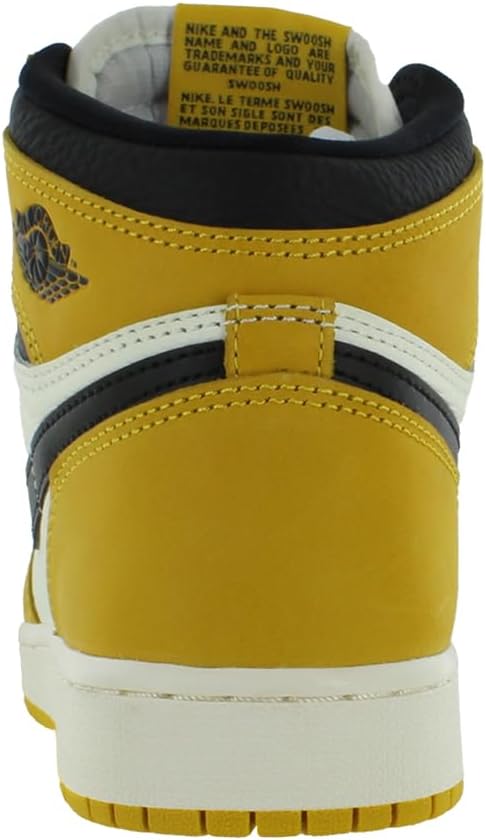 NIKE Air Jordan 1 High OG Yellow Ochre Big Kids' Shoes (FD1437-701, Yellow Ochre/Sail/Black) Size 4.5