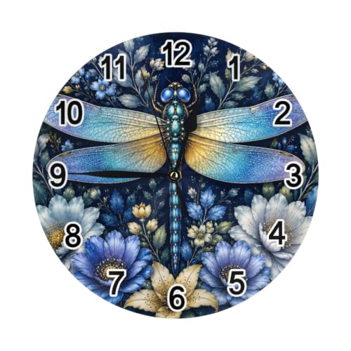 Dragonfly 10 Inch Silent Wall Clock Non Ticking Pvc Board Clock,A-1507
