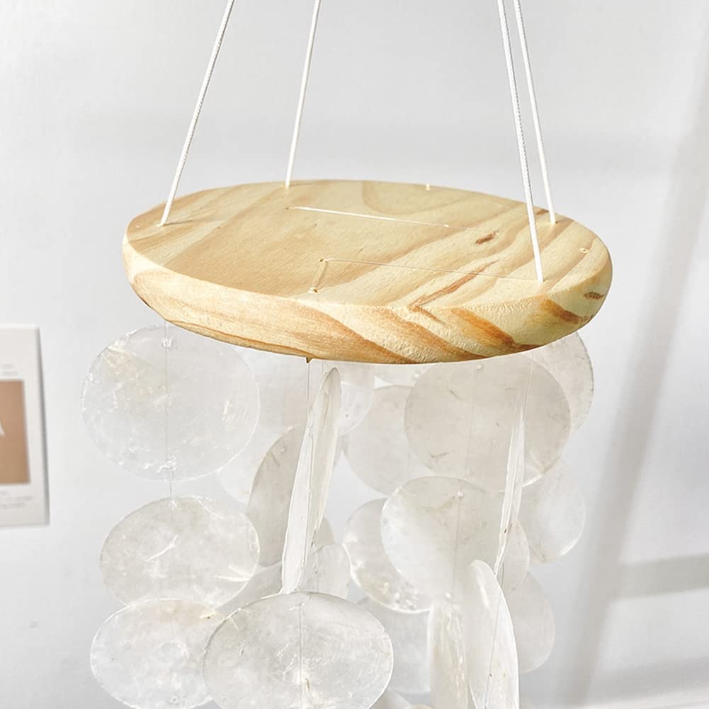 Carillon à vent en coquillage - Capiz nacre pour l'extérieur - Élégant carillon de jardin pour terrasse, balcon - Multicolore