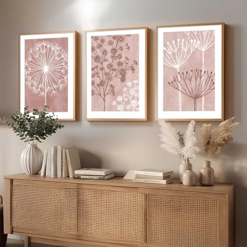 Image of kotart Floral Wall Art Home Decoration | Aesthetic Paintings With Frame For Living Room Bed Room Hotel Wall Decor Digital Reprint Set of 3 (35x37 Inch)