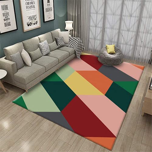 KIKCY - Alfombra impermeable para exteriores de estilo moderno, diseño de rayas geométricas rojas, antiácaros, alfombra de juegos para niños, color rojo (80 x 160 cm)