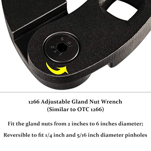 1266 Adjustable Gland Nut Wrench for Hydraulic Cylinders on Most Farm and Construction Equipment, Case 480E/580/580D/580 SE/580 ck/180 Backhoe, Case 1150h dozer, Bobcat cylinders, Hyd Cyl and etc.