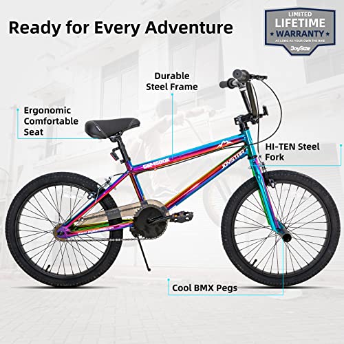 Joystar Gemsbok 20 Inch Kids Bike Freestyle Bmx Style For 7-13 Boys Girls Bikes 20 In Wheels Children Kids' Bicycles Dual Hand Brakes Steel Frame Oil Slick #TOP1