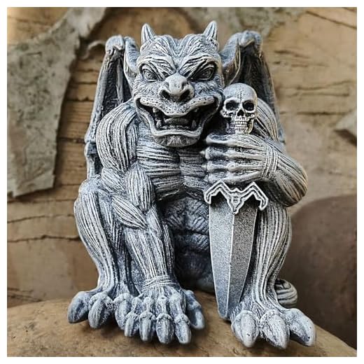 qumHmup Resin Gargoyle Statue with Intricate Wings and Demonic Skull,Indoor Outdoor Patio Garden Backyard Halloween Home Decor