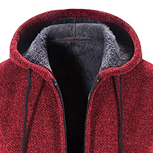 JEShifangjiusu Men'S Shawl Collar Open Front Long Cardigan Loose Drawstring Overcoat Hooded Ribbed Knit Sweater With Pockets4