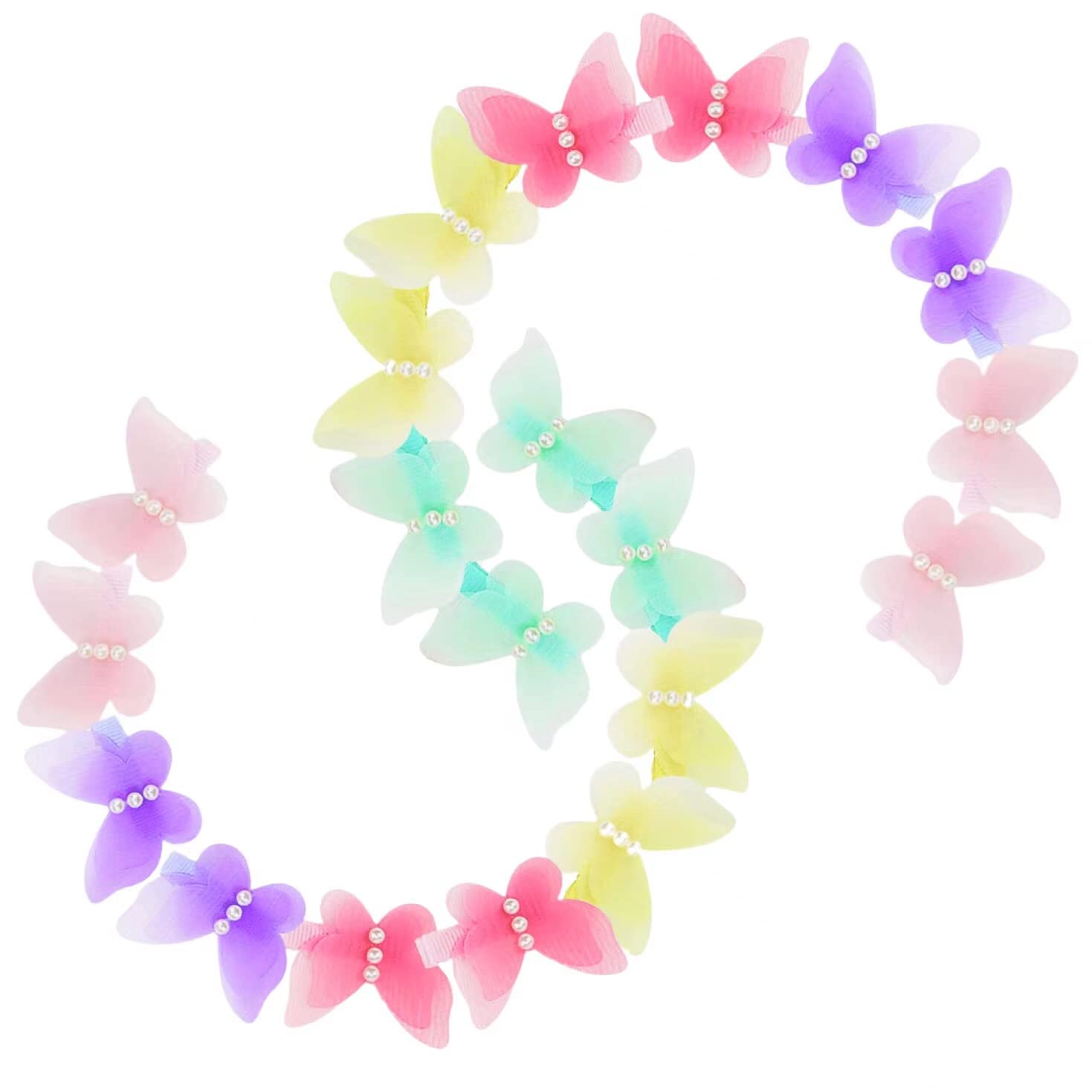 ALANX20 Piece 5 Colors 2.16 Inch boutique hair bows， Alligator Clips For Women Girls Babies Toddlers hair Accessories Teens Gifts In Pairs，Pearl Butterfly hairpin (B)