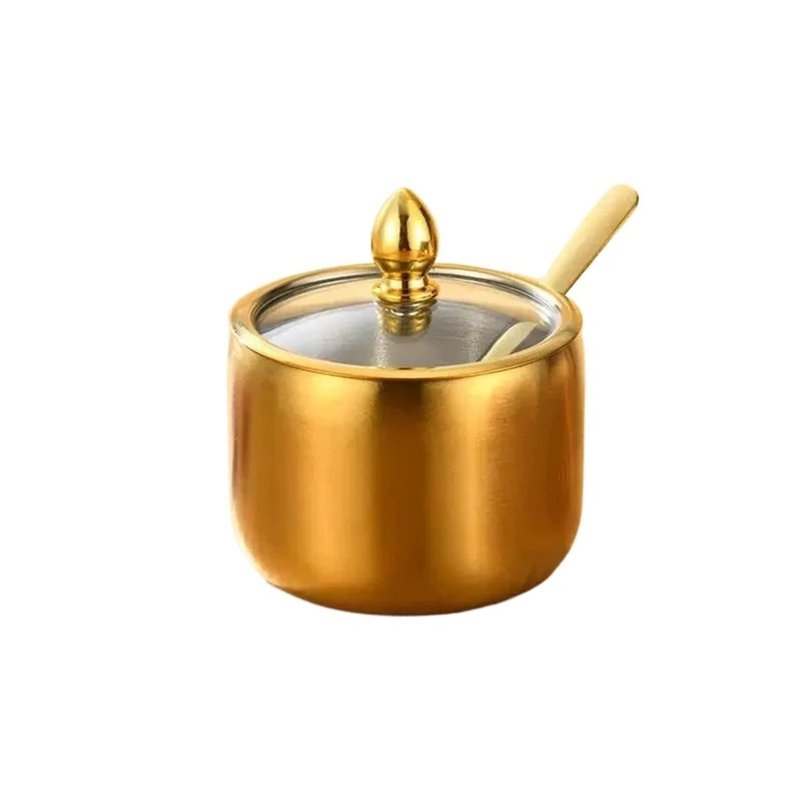 WSQHAO 3Pcs Gold Stainless Steel Sugar Bowl for Condiment