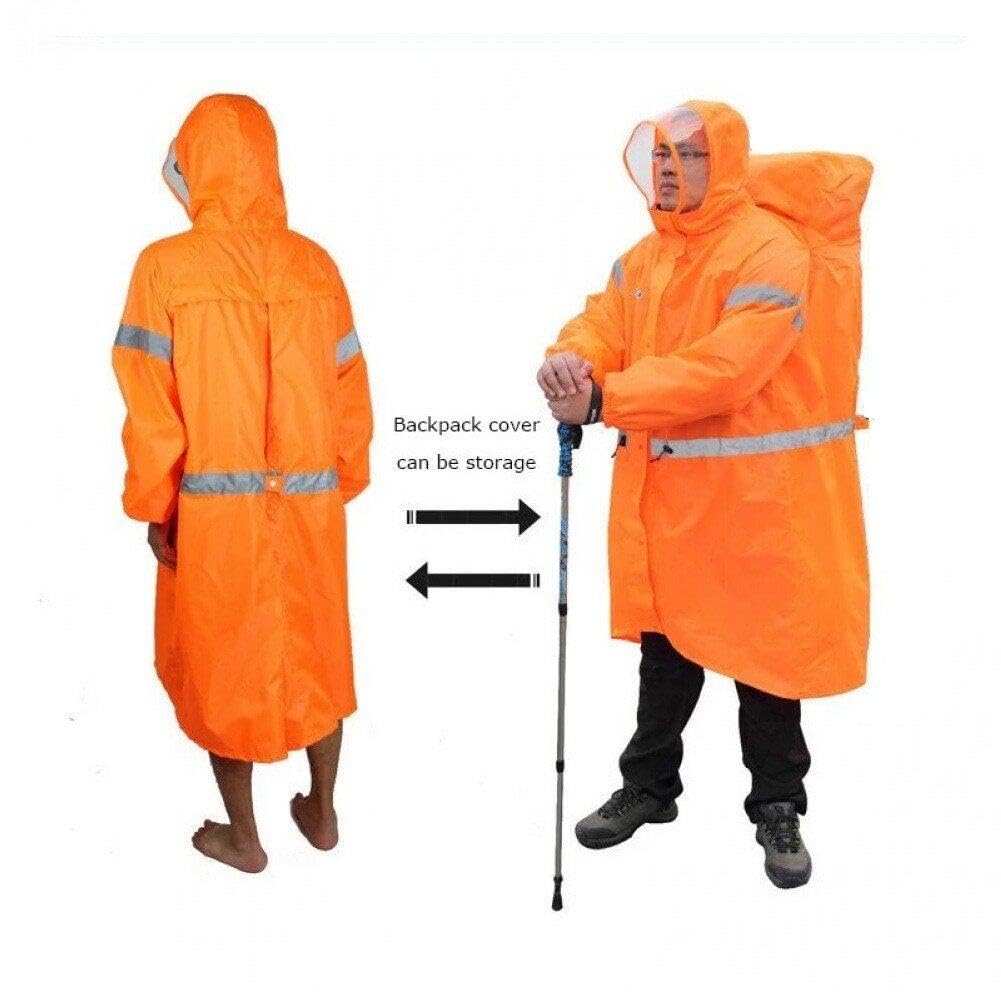 Pluie Imperméable Cape Réflexion Randonnée De Camping en Plein Air Sacolage De Pluie Tarp À Dos Couvercle De Pluie en Une Seule Pièce Vêches De Pluie À Capuche