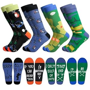 Funny Golf Gifts for Men 4 Pack Mens Golf Socks Golf Accessories for Men Personalized Birthday Christmas Gifts for Men Stocking Stuffers for Men Funky Novelty Socks