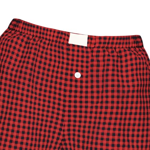 Image of Womens Y2k Plaid Shorts Women Cute Lounge Pajama Sleep Comfy & Casual Gingham PJ Boxer Shorts