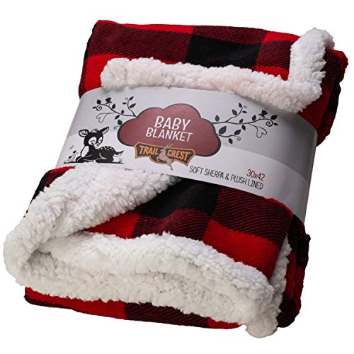 Image of Ultra Soft Sherpa Fleece Plaid Baby Blanket | Cozy, Plush Throw Blanket for Kids | Reversible Plaid | Washable | Wide Size for Extra for Warmth & Comfort | Cute