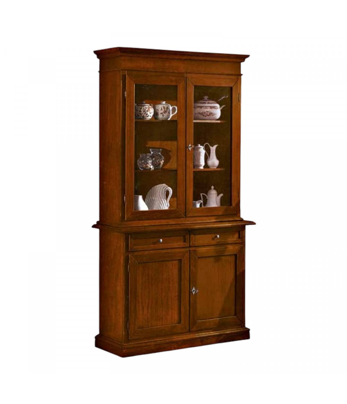 MOBILI 2G - CREDENZA VETRINA in Legno Noce Arte POVERA 103X42X210 H (383)