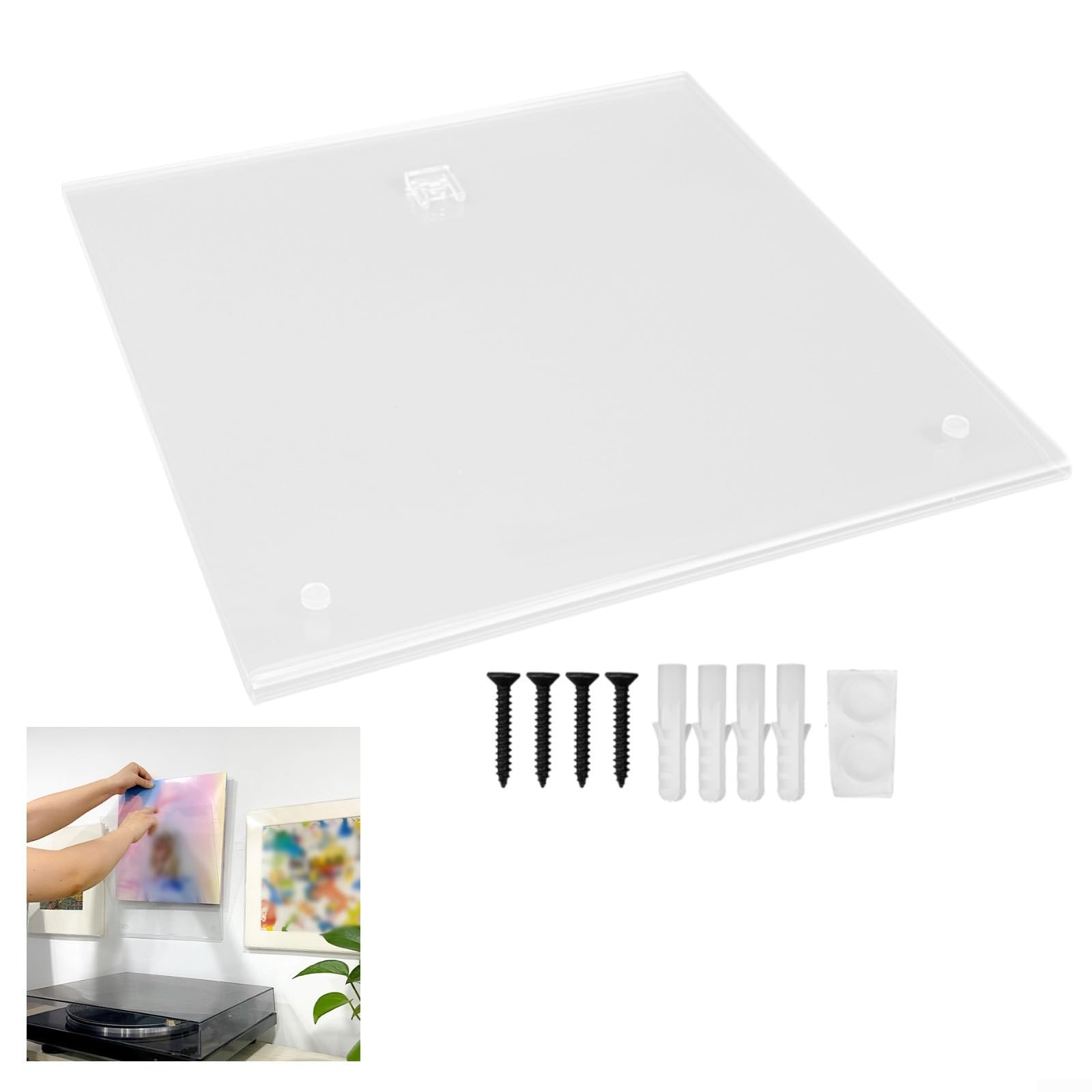 Cornice portafoto in acrilico per dischi in vinile LP 32 x 32 cm trasparente decorazione da parete e da tavolo