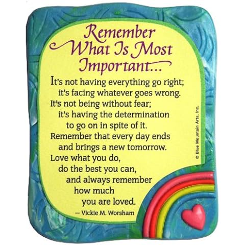 Blue Mountain Arts Encouragement Refrigerator Magnet—Motivational, Uplifting Message for Someone You Love Dearly (Remember What is Most Important…) Blue Small Cover