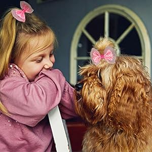 Dog bows cute hair bowknot with rubber bands handmade for puppy yorkie grooming hair accessories  varies patterns topknot bows70 pcs upgrade rubber bands   cucciolini doodles